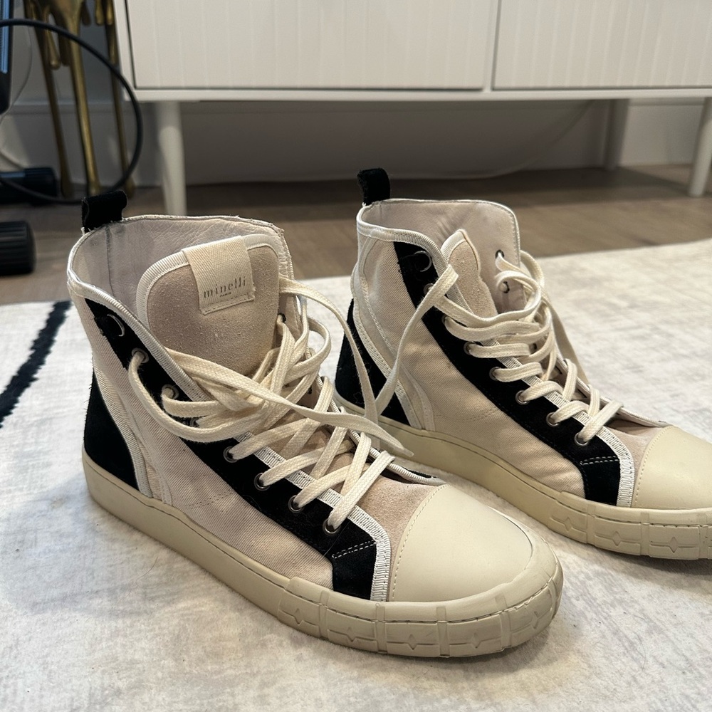 Minelli Black and White High-Top Sneakers